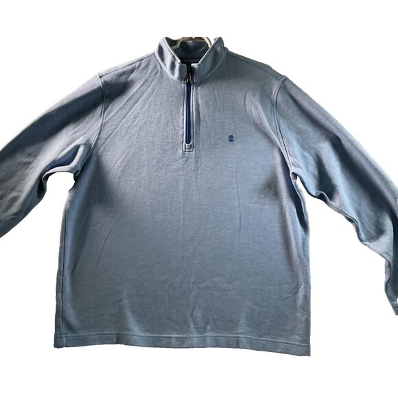 IZOD Sweater Mens XL Light Blue Quarter Zip Mock Neck Pullover Knit Golf Casual - Picture 4 of 5